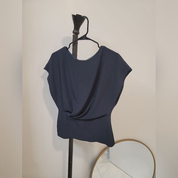 M.M.LaFleur Women's Sz L The Nejvi Soft Wave Crepe Top in Navy Blue Small - Picture 1 of 8